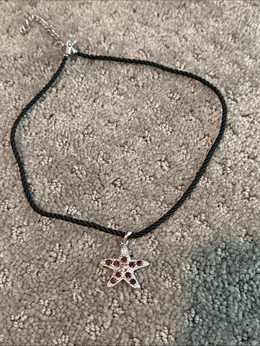 Silver Starfish Pendant Necklace with Pink Stones - Women Jewelry